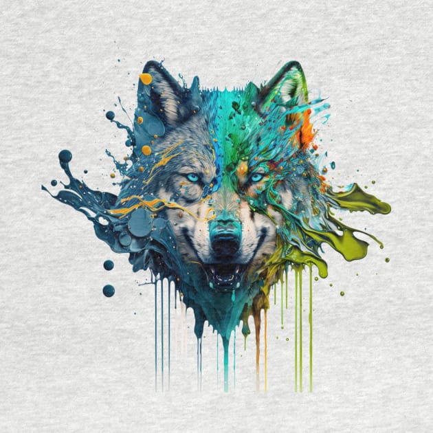 Wolf Splash Art: Colorful Fantasy Painting #1 by AntielARt